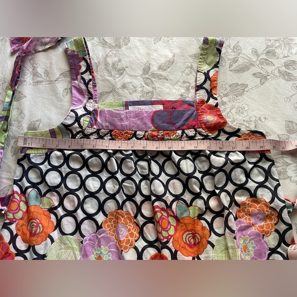 Anthropologie Lilka Purple Floral Cotton Tie Back Babydoll Mini Dress Medium Y2K - Picture 6 of 7